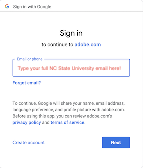 Log in with Google to Adobe CC