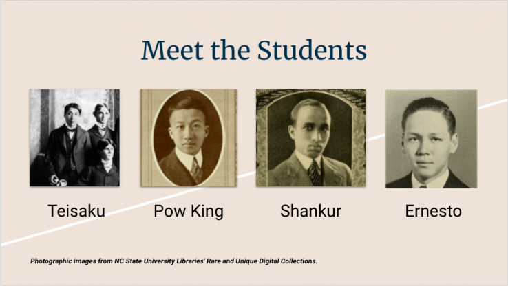 Profile images of Asian students, Teisaku, Pow King, Shankur, and Ernesto