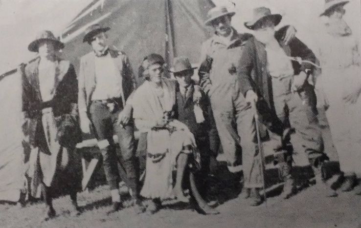 The Hayseed Fiddlers, a musical or comedy group comprised of rehabilitation students, performed at the 1923 Agricultural Students' Fair.