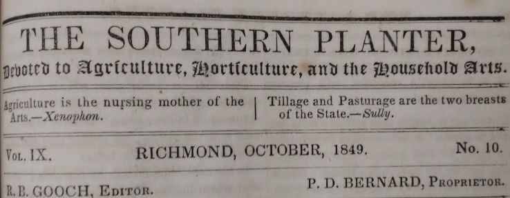 Masthead of The Southern Planter, Oct. 1849