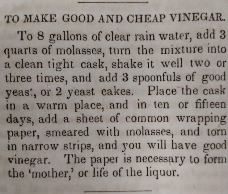 Vinegar recipe in The Southern Planter, Oct. 1849, p. 312.