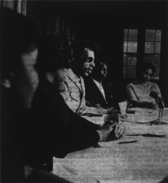 Non-Academic Employees Union Grievance Committee met with Chancellor John Caldwell, 18 Mar. 1969.  Photo by Jim Barker.