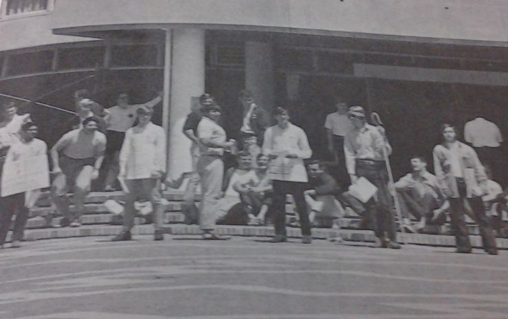 The Group protested outside the then college union on the Brickyard in late April 1969.