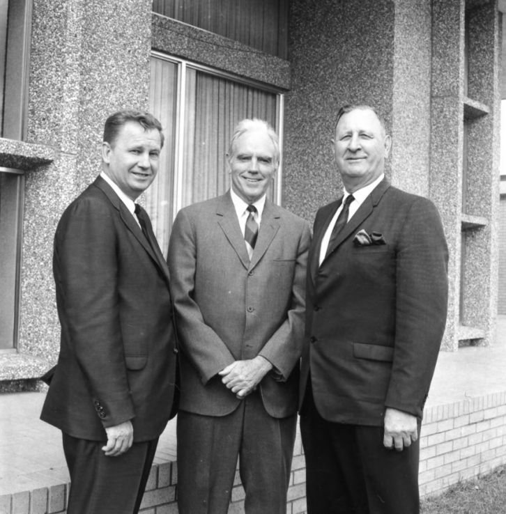 Casey with Chancellor John Caldwell (center) and Athletics Director Roy Clogston (right), ca. 1968.