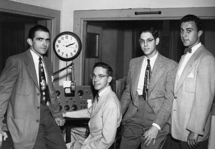 Students in WKNC radio station's studio, circa 1950-1959