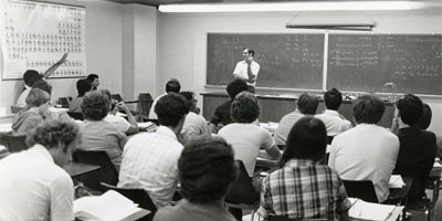 1978: Professor John Rawlings teaching a statistics class.