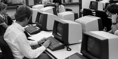 1980s: Students in a PAMS computer laboratory.